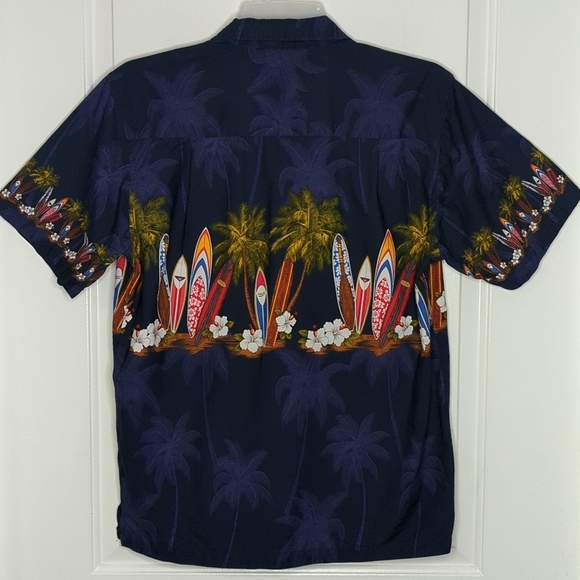 Paradise Style Hawaii Vintage Tropical Button Down Surf Shirt Blue Casual L - Picture 4 of 12